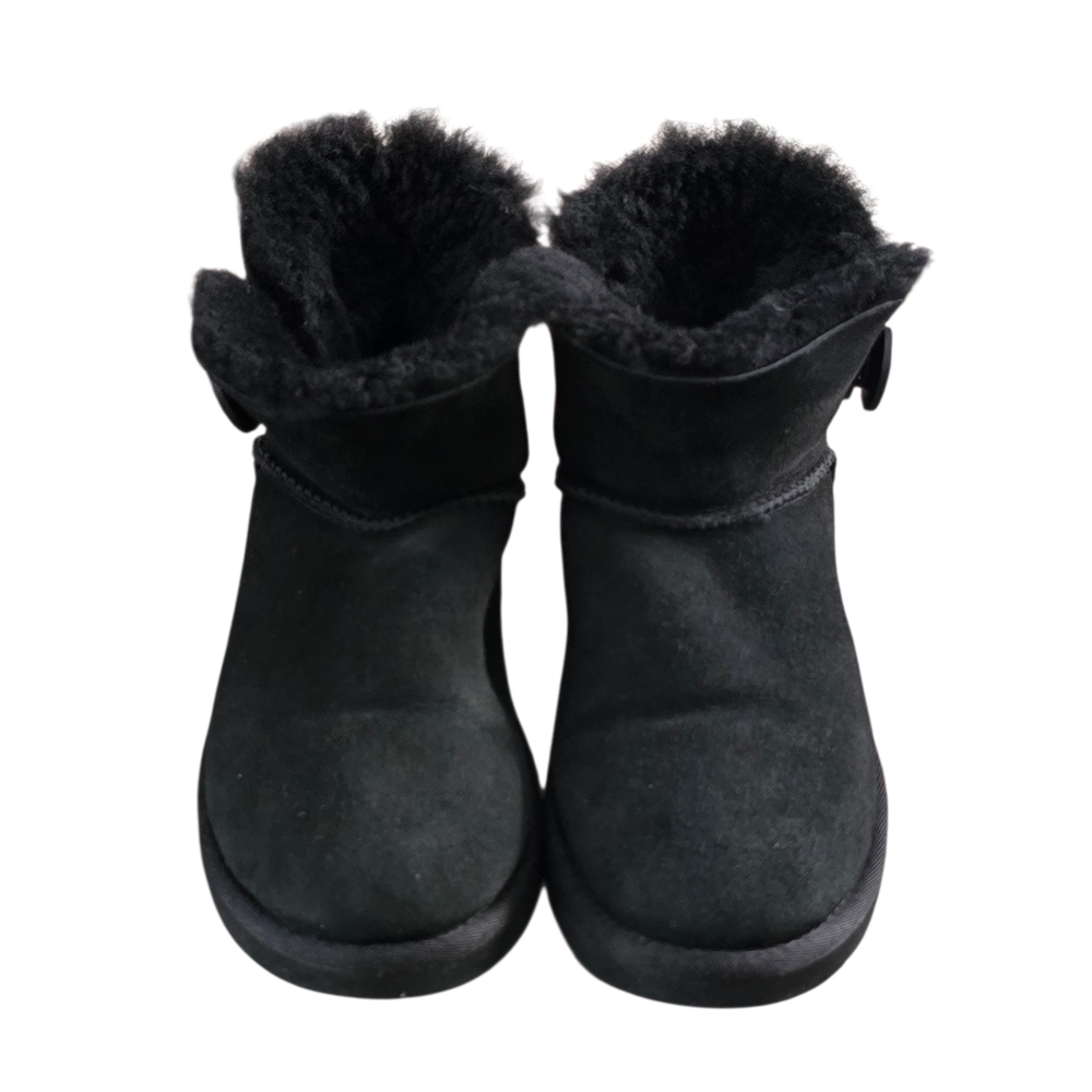 UGG Australia Mini Bailey Black Button Logo Detail Boots Size 8 Warm Cozy Core